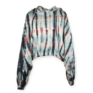 Young Fabulous & Broke YFB Tie Dye Pullover Hoodie Snap Dolman Cropped Sz S/M